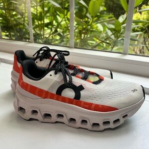 On Running Cloudmonster Women’s Sneaker; Size 7; White & Orange